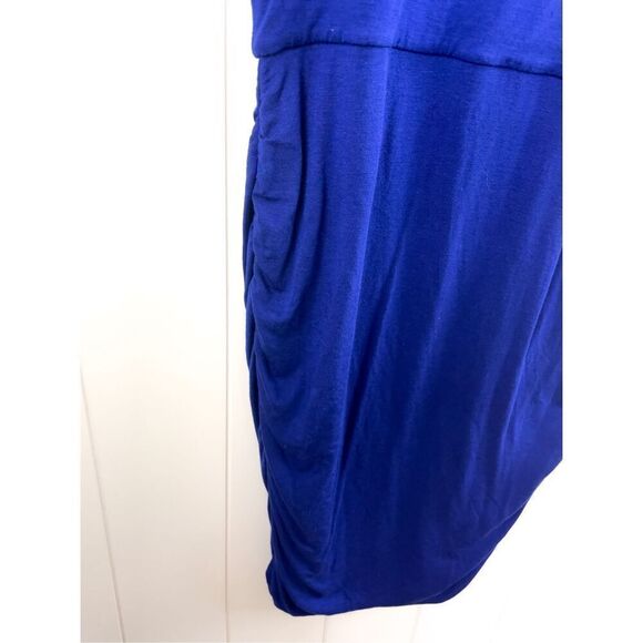 Athleta Wool Blend Solstice Short Sleeve Ruched‎ Tee Midi Dress Cobalt Blue XS - Picture 6 of 10